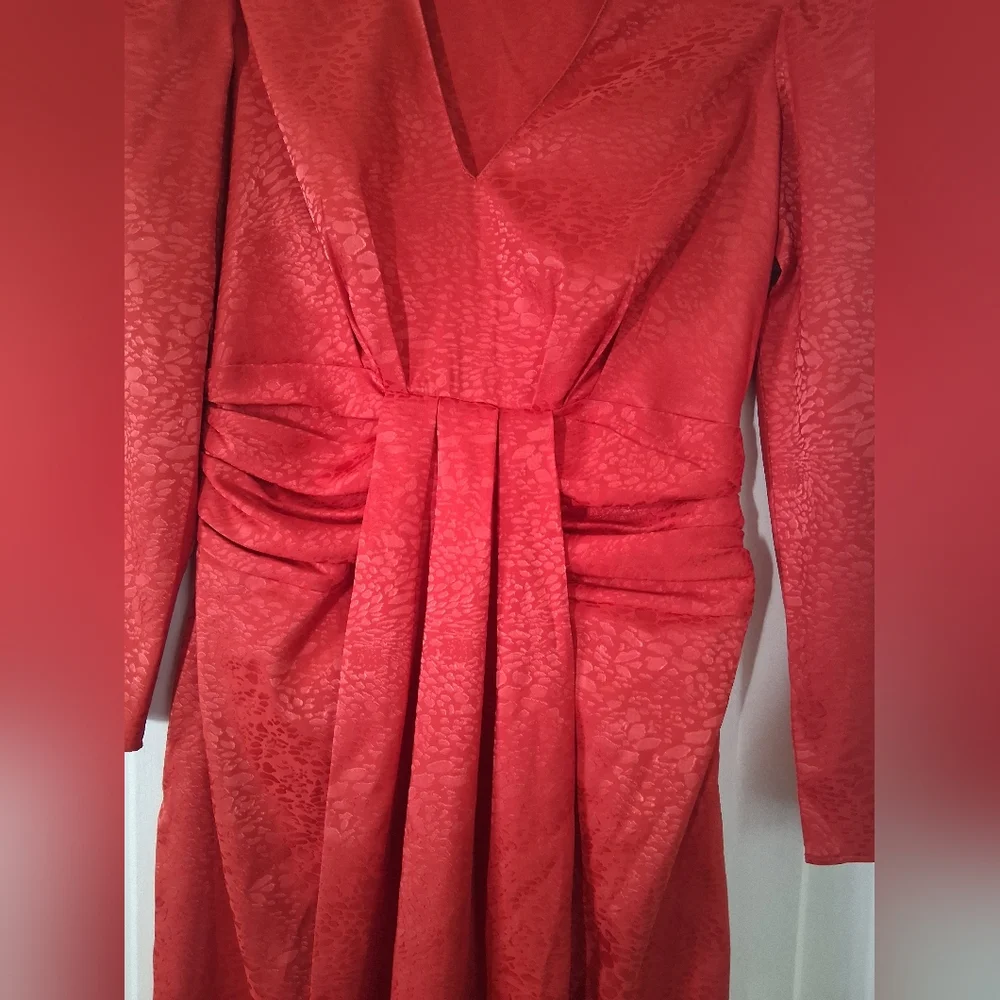 Elegant Red Long Sleeve Dress - Picture 2 of 7